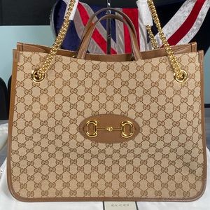 Gucci 1955 Horsebit GG Large tote Shoulder bag with a Top Handle.